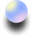 Esfera brillante en 3D con colores degradados en azul, morado y Yellow, y una suave sombra paralela.
