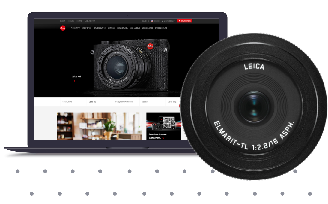cita imagen escaparate producto cámara lente Leica@2X
