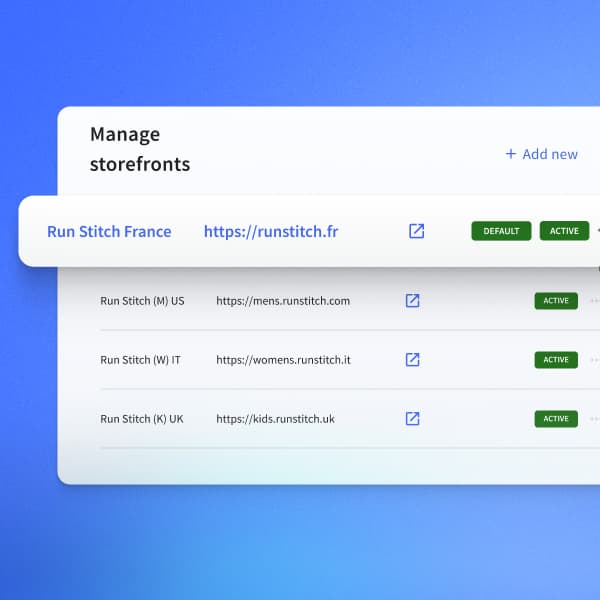 Interfaz de producto BigCommerce con multi-storefront